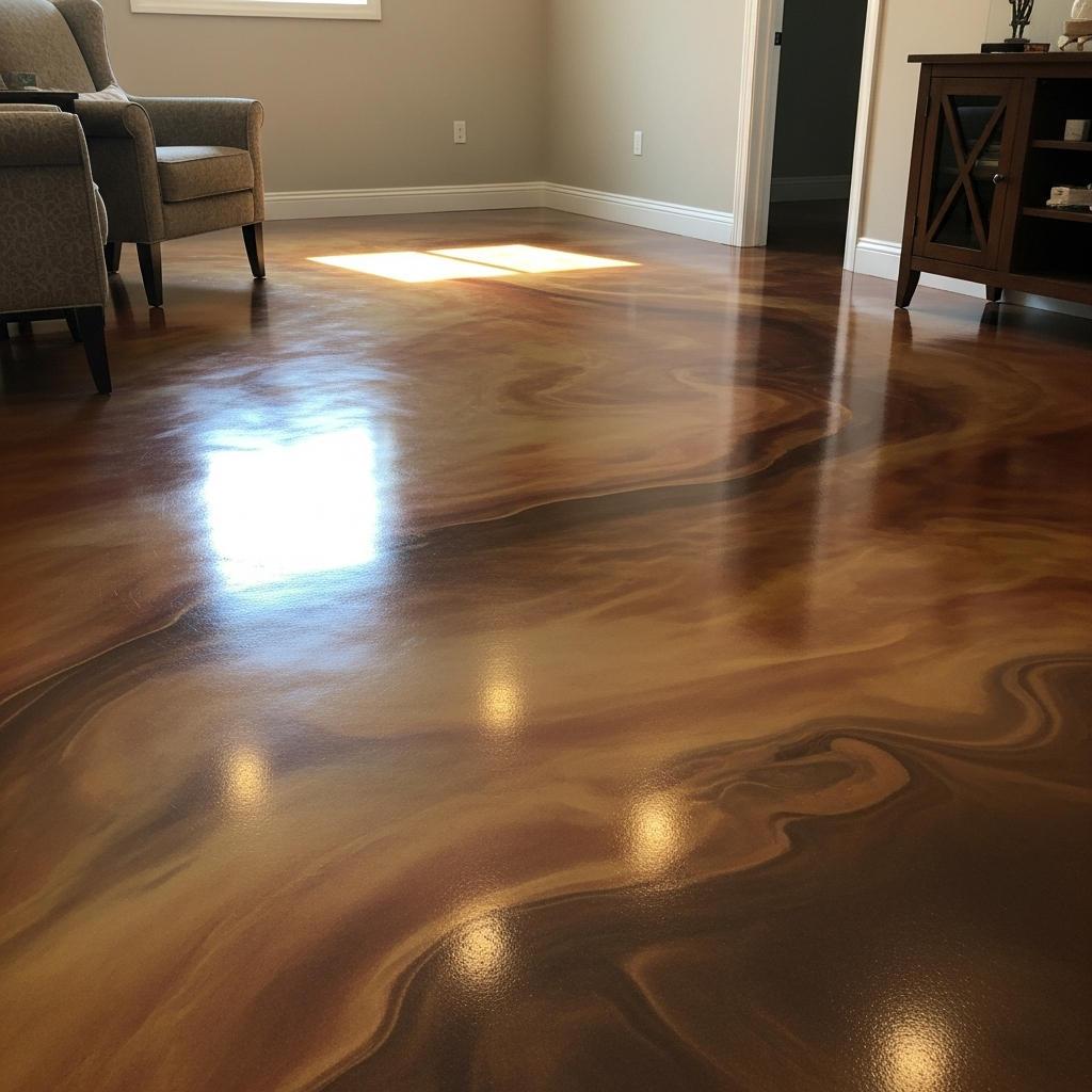 Decorative metallic epoxy floor finished by Flooring & Epoxy Coat Pro in San Diego