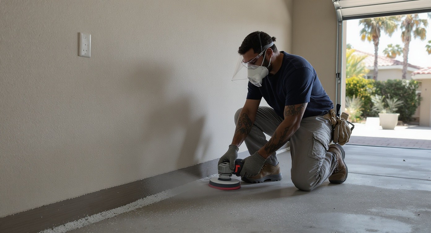 Floor prep underway - diamond grinding a concrete slab